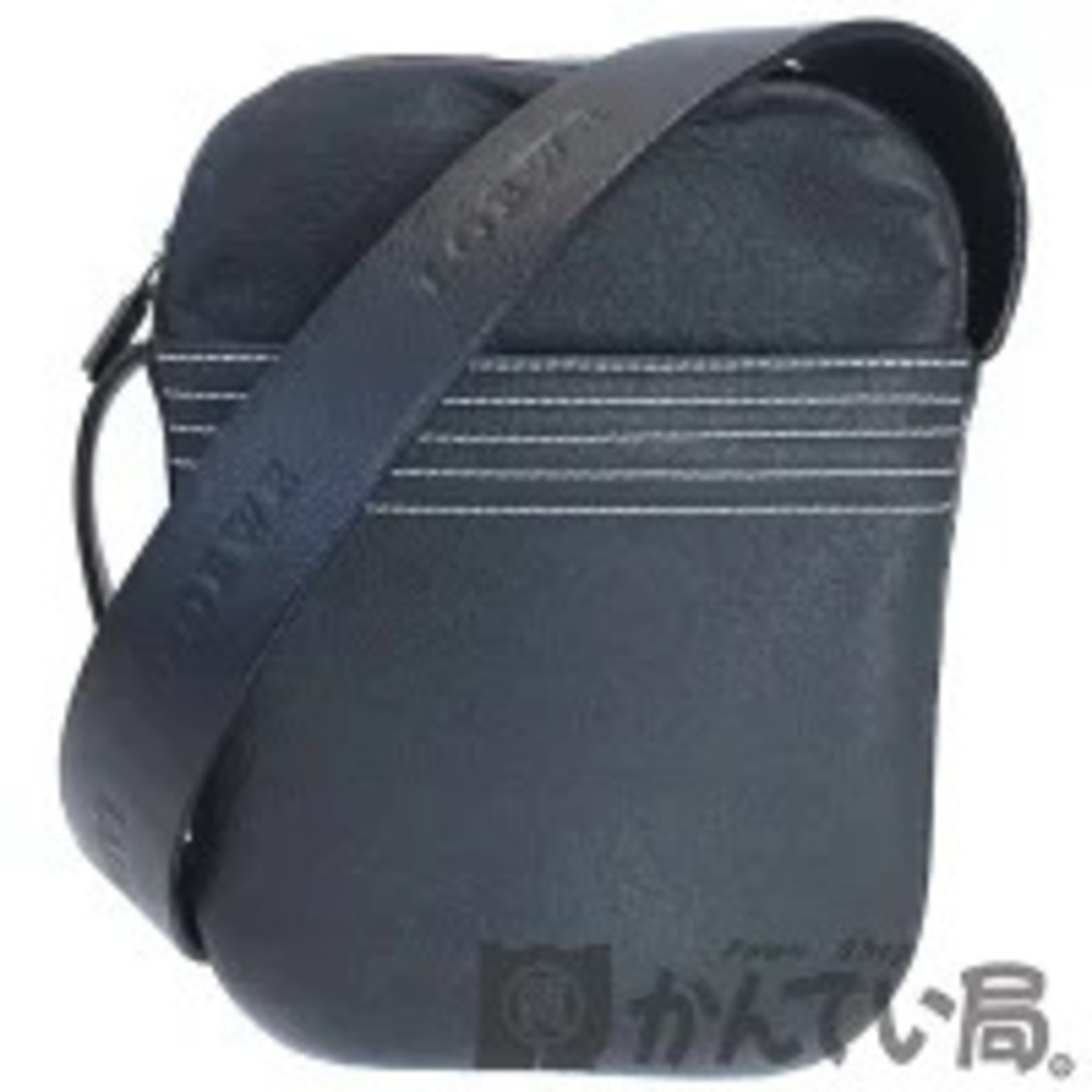 LOEWE Anagram Shoulder Bag Canvas Embossed Black Leather